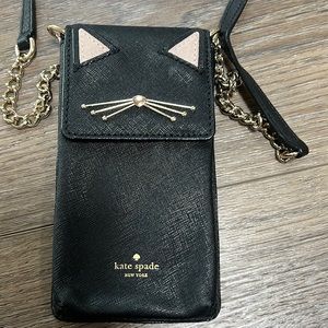 Kate Spade kitty cat wallet purse black crossbody